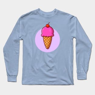 Ice Cream Cone Cartoon Vector Icon Illustration (6) Long Sleeve T-Shirt
